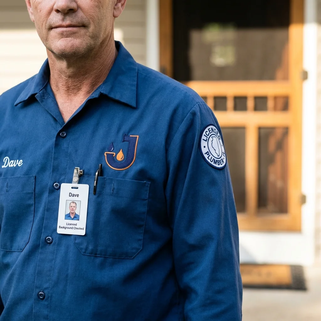 Licensed plumber showing ID badge in Shiprock, NM