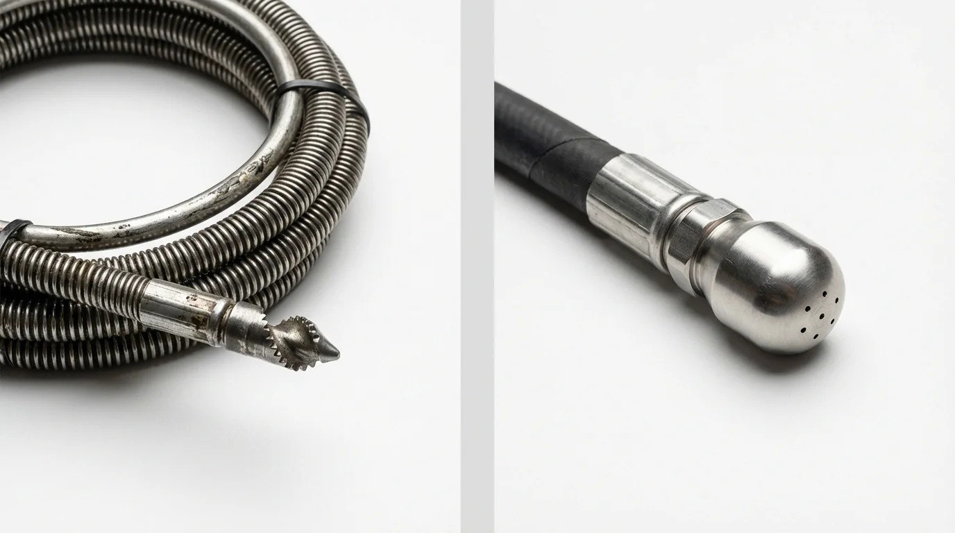 Drain snake cable and hydro jetting nozzle used for drain cleaning in Shiprock, NM