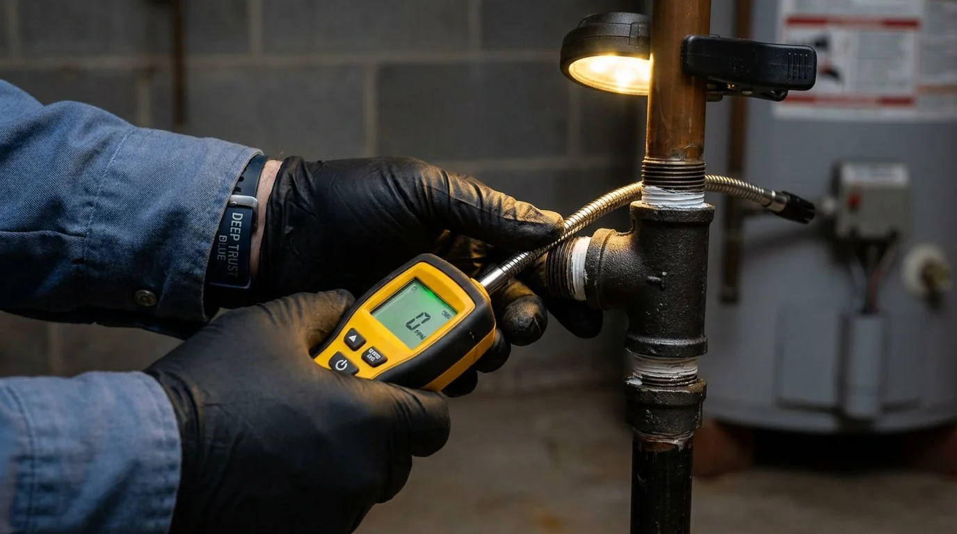 Gas leak detection with electronic sniffer by Johns Plumbing LLC in Shiprock
