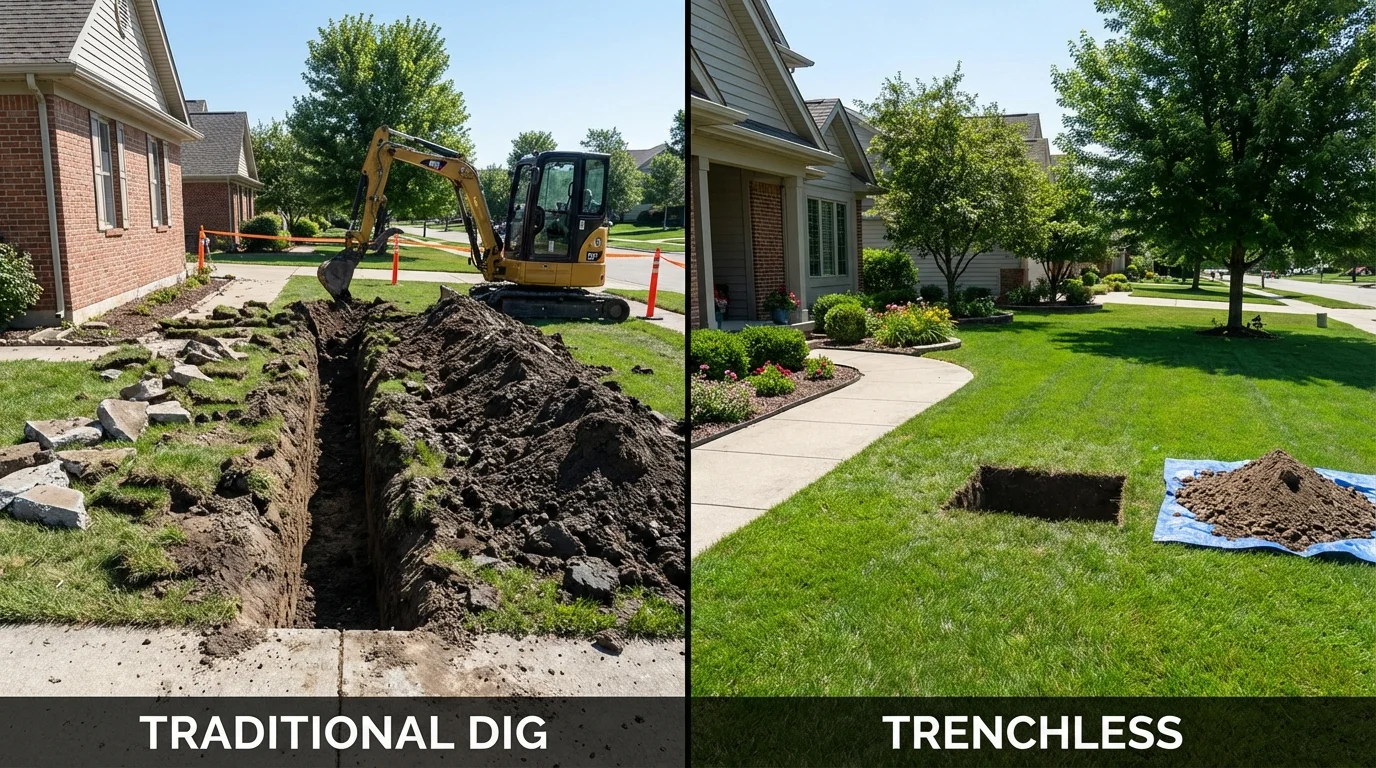 Trenchless sewer repair with minimal yard damage versus traditional excavation in Shiprock, NM